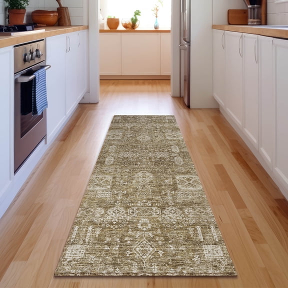 Addison Rugs Mayfield Washable Transitional Panel Brown Runner Rug, 2'3" x 7'6"