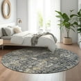 thumbnail image 1 of Addison Rugs Mayfield Washable Transitional Panel Charcoal Round Rug, 8' x 8', 1 of 5