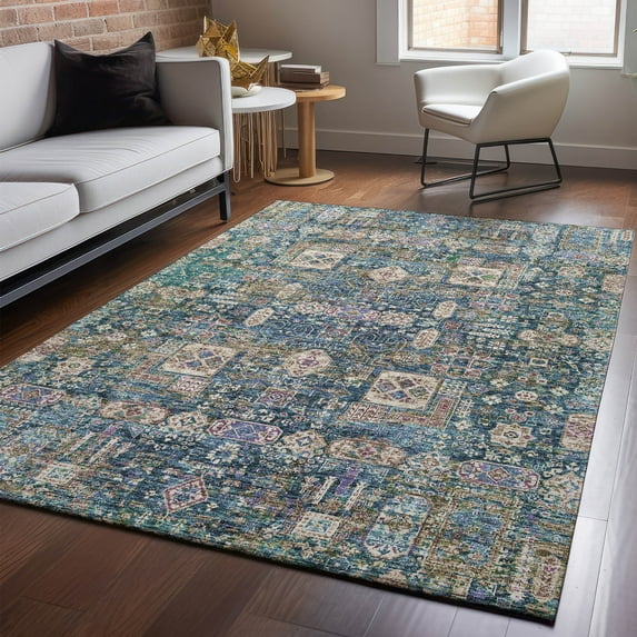 Addison Rugs Mayfield Washable Transitional Panel Green Rectangle Rug, 9' x 12'