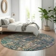 thumbnail image 1 of Addison Rugs Mayfield Washable Transitional Panel Green Round Rug, 8' x 8', 1 of 5