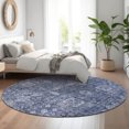thumbnail image 1 of Addison Rugs Mayfield Washable Transitional Panel Navy Round Rug, 8' x 8', 1 of 5