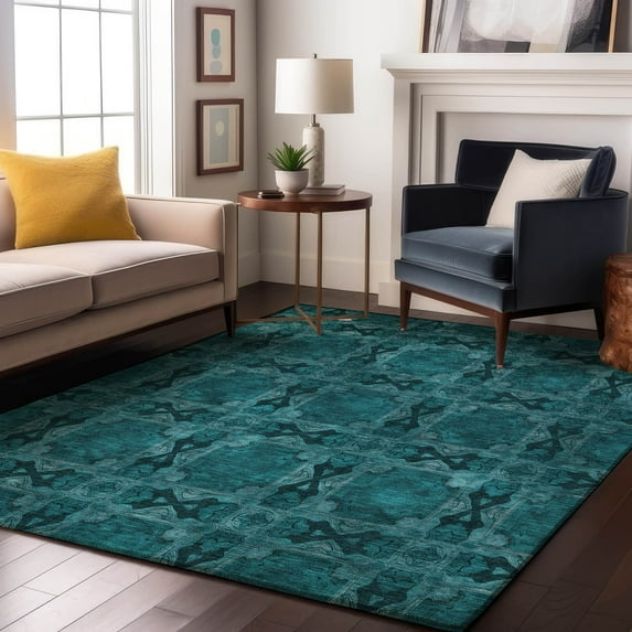 Addison Rugs Mayfield Washable Transitional Panel Teal Rectangle Rug, 2'6" x 3'10"