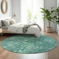 thumbnail image 1 of Addison Rugs Mayfield Washable Transitional Panel Teal Round Rug, 8' x 8', 1 of 5
