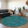 thumbnail image 1 of Addison Rugs Mayfield Washable Transitional Panel Teal Round Rug, 8' x 8', 1 of 5