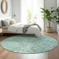 thumbnail image 1 of Addison Rugs Mayfield Washable Transitional Panel Teal Round Rug, 8' x 8', 1 of 5