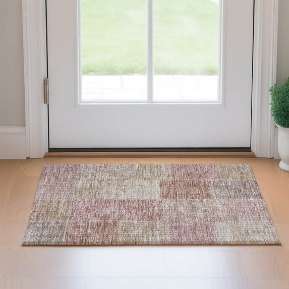 Addison Rugs Mayfield Washable Transitional Patchwork Blush Rectangle Rug, 1'8" x 2'6"