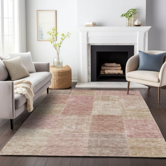 Addison Rugs Mayfield Washable Transitional Patchwork Blush Rectangle Rug, 2'6" x 3'10"