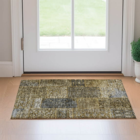 Addison Rugs Mayfield Washable Transitional Patchwork Brown Rectangle Rug, 1'8" x 2'6"