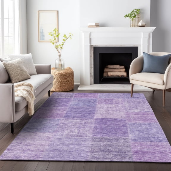 Addison Rugs Mayfield Washable Transitional Patchwork Lavender Rectangle Rug, 5' x 7'6"