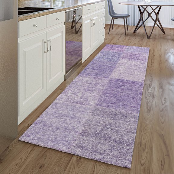 Addison Rugs Mayfield Washable Transitional Patchwork Lavender Runner Rug, 2'3" x 7'6"