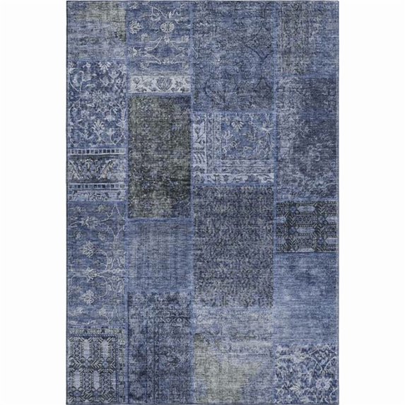 Addison Rugs Mayfield Washable Transitional Patchwork Navy Rectangle Rug, 3' x 5'
