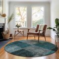 thumbnail image 1 of Addison Rugs Mayfield Washable Transitional Patchwork Teal Round Rug, 8' x 8', 1 of 5