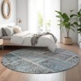 thumbnail image 1 of Addison Rugs Mayfield Washable Transitional Patchwork Teal Round Rug, 8' x 8', 1 of 5