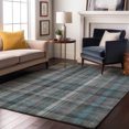 thumbnail image 1 of Addison Rugs Mayfield Washable Transitional Plaid Teal Rectangle Rug, 3' x 5', 1 of 6