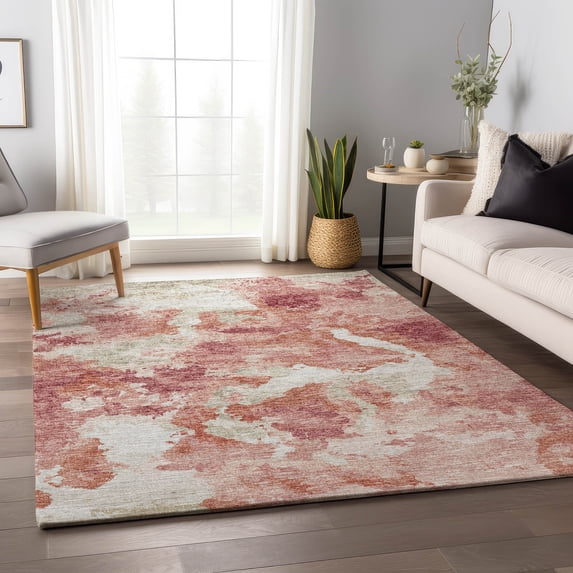 Addison Rugs Mayfield Washable Transitional Soft Abstract Pink Rectangle Rug, 2'6" x 3'10"