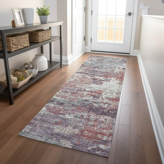 Addison Rugs Mayfield Washable Transitional Soft Abstract Pink Runner Rug, 2'3" x 7'6"