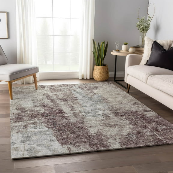 Addison Rugs Mayfield Washable Transitional Soft Abstract Plum Rectangle Rug, 9' x 12'
