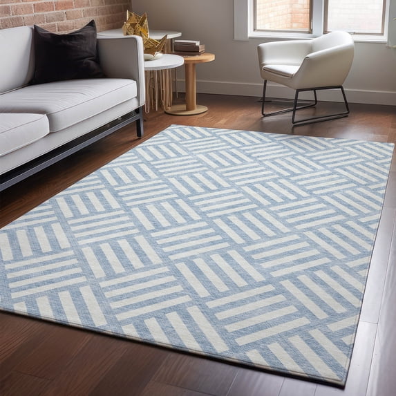 Addison Rugs Mayfield Washable Transitional Squares Sky Rectangle Rug, 8' x 10'