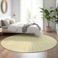 thumbnail image 1 of Addison Rugs Mayfield Washable Transitional Squares Yellow Round Rug, 8' x 8', 1 of 5