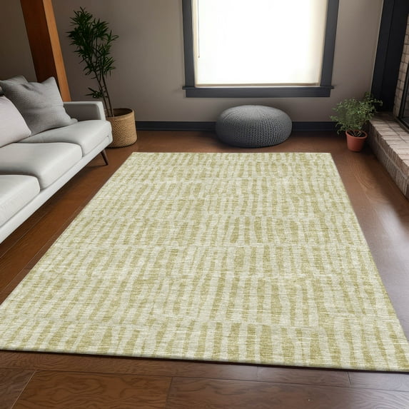 Addison Rugs Mayfield Washable Transitional Striped Beige Rectangle Rug, 9' x 12'