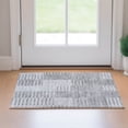 thumbnail image 1 of Addison Rugs Mayfield Washable Transitional Striped Silver Rectangle Rug, 1'8" x 2'6", 1 of 5