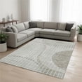 thumbnail image 1 of HomeRoots 657682 9 x 12 ft. Taupe & Ivory Striped Transitional Washable Machine Made Rectangle Area Rug with UV Protection, 1 of 9