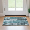 thumbnail image 1 of Addison Rugs Mayfield Washable Transitional Striped Teal Rectangle Rug, 1'8" x 2'6", 1 of 5