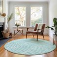 thumbnail image 1 of Addison Rugs Mayfield Washable Transitional Striped Teal Round Rug, 8' x 8', 1 of 5