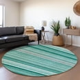 thumbnail image 1 of Addison Rugs Mayfield Washable Transitional Stripes Aqua Round Rug, 8' x 8', 1 of 5