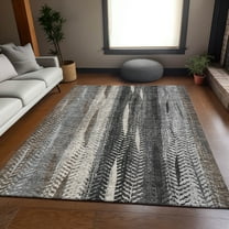 Addison Rugs Mayfield Washable Transitional Stripes Brown Rectangle Rug, 10' x 14'