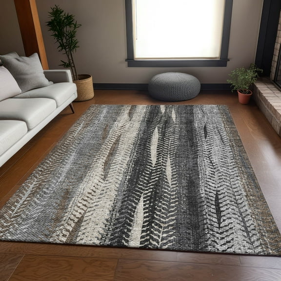 Addison Rugs Mayfield Washable Transitional Stripes Brown Rectangle Rug, 10' x 14'