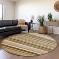 thumbnail image 1 of Addison Rugs Mayfield Washable Transitional Stripes Chocolate Round Rug, 8' x 8', 1 of 5