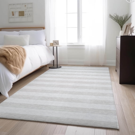 Addison Rugs Mayfield Washable Transitional Stripes Ivory Rectangle Rug, 5' x 7'6"