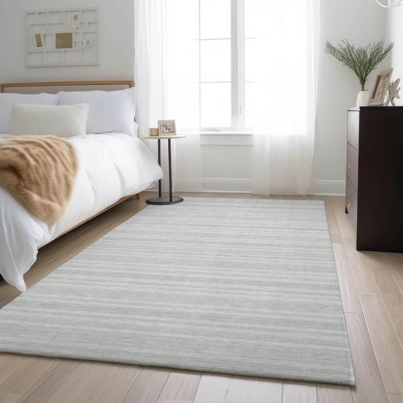 Addison Rugs Mayfield Washable Transitional Stripes Ivory Rectangle Rug, 9' x 12'