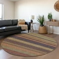 thumbnail image 1 of Addison Rugs Mayfield Washable Transitional Stripes Paprika Round Rug, 8' x 8', 1 of 5