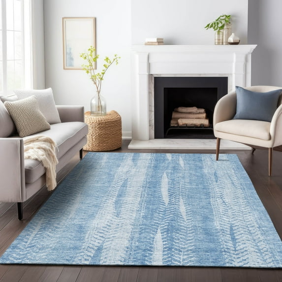 Addison Rugs Mayfield Washable Transitional Stripes Sky Rectangle Rug, 2'6" x 3'10"