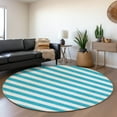thumbnail image 1 of Addison Rugs Mayfield Washable Transitional Stripes Teal Round Rug, 8' x 8', 1 of 5