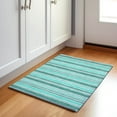 thumbnail image 1 of Addison Rugs Mayfield Washable Transitional Stripes Turquoise Rectangle Rug, 1'8" x 2'6", 1 of 5