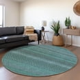 thumbnail image 1 of Addison Rugs Mayfield Washable Transitional Stripes Turquoise Round Rug, 8' x 8', 1 of 5
