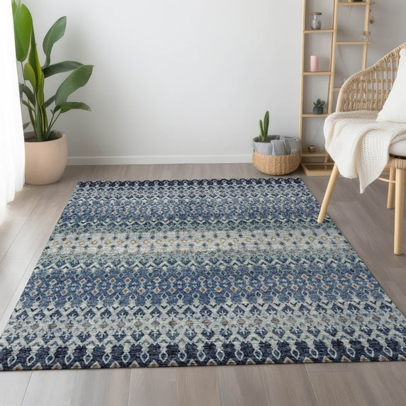Addison Rugs Mayfield Washable Transitional Tribal, Diamond Seaglass Rectangle Rug, 2'6" x 3'10"
