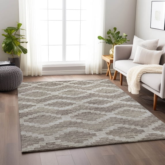 Addison Rugs Mayfield Washable Transitional Tribal, Diamond Tan Rectangle Rug, 3' x 5'