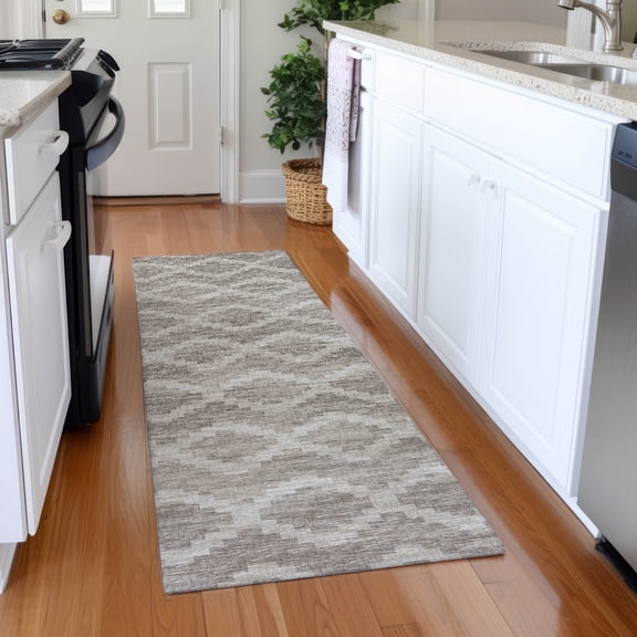 Addison Rugs Mayfield Washable Transitional Tribal, Diamond Tan Runner Rug, 2'3" x 7'6"
