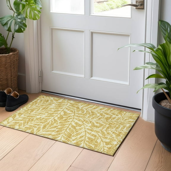 Addison Rugs Mayfield Washable Transitional Tropical, Leaves, Botanical Gilded Rectangle Rug, 1'8" x 2'6"