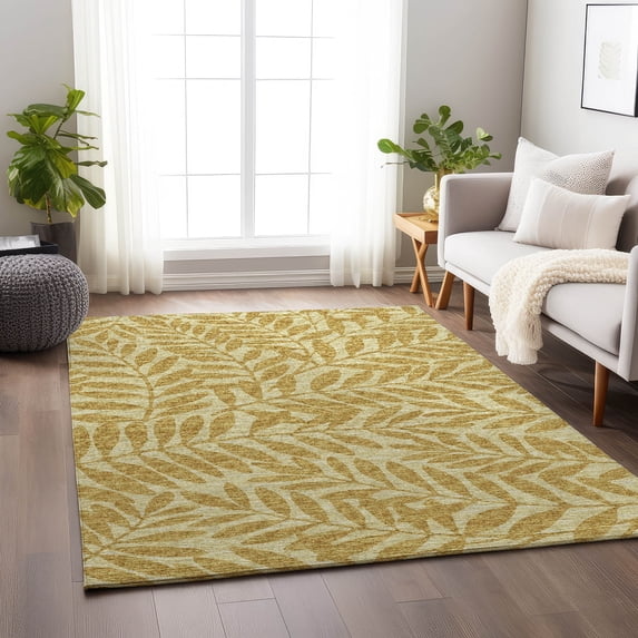 Addison Rugs Mayfield Washable Transitional Tropical, Leaves, Botanical Gilded Rectangle Rug, 3' x 5'