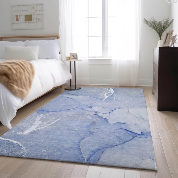 Addison Rugs Mayfield Washable Transitional Watercolors Blue Rectangle Rug, 9' x 12'