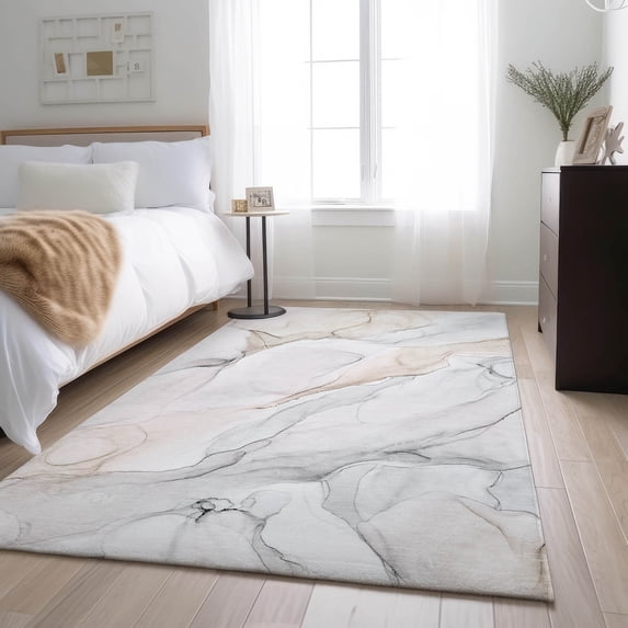 Addison Rugs Mayfield Washable Transitional Watercolors Ivory Rectangle Rug, 10' x 14'
