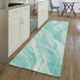 thumbnail image 1 of Addison Rugs Mayfield Washable Transitional Waves Teal Runner Rug, 2'3" x 7'6", 1 of 5