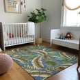 thumbnail image 1 of Addison Rugs Mayfield Washable Tropical Leaves Blue Rectangle Rug, 2'6" x 3'10", 1 of 6