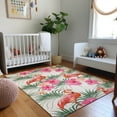 thumbnail image 1 of Addison Rugs Mayfield Washable Tropical Leaves & Flamingos Pink Rectangle Rug, 10' x 14', 1 of 6