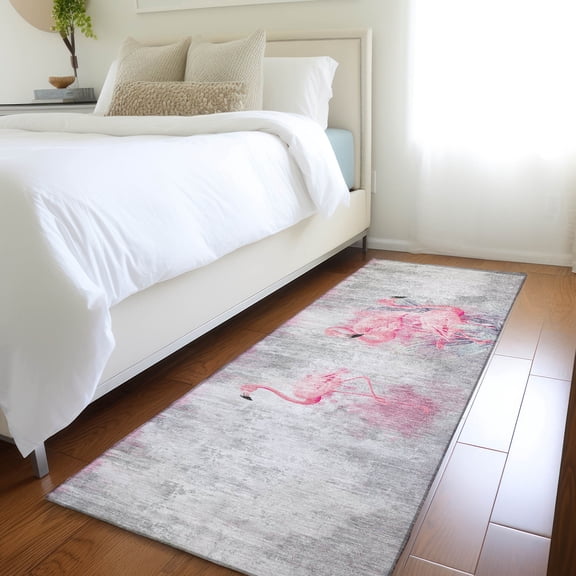 Addison Rugs Mayfield Washable Tropical Soft Flamingos Pink Runner Rug, 2'3" x 7'6"